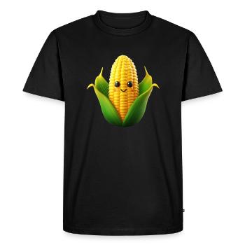 Corn on the cob Corn Kawaii - Men's Premium Organic T-Shirt - black - Front - Nico (187cm)