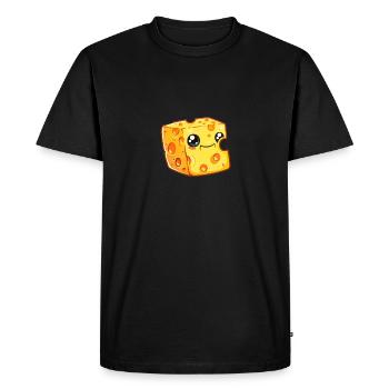 Bloc de fromage dessiné souriant - T-shirt Premium bio Homme - noir - Devant - Nico (187cm)