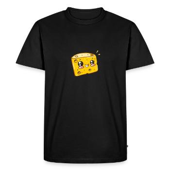 Laughing Cheese Block Cartoon Style - Men's Premium Organic T-Shirt - black - Front - Nico (187cm)