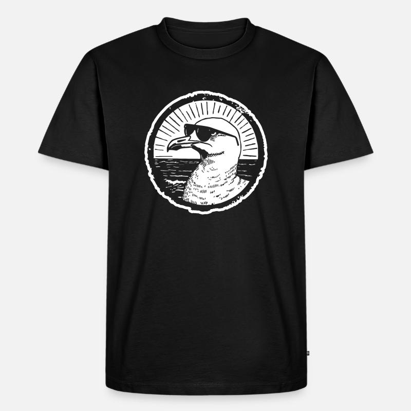 Möwe - Männer Premium Bio T-Shirt - Schwarz