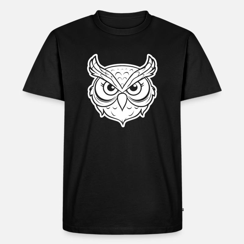 Eule Eulen Vogel - Männer Premium Bio T-Shirt - Schwarz