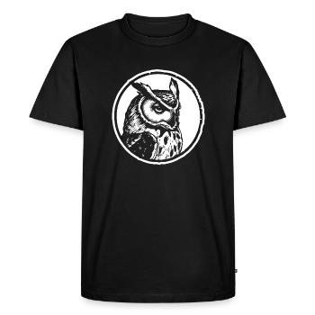 hibou hibou hibou oiseau - T-shirt Premium bio Homme - noir - Devant - Nico (187cm)