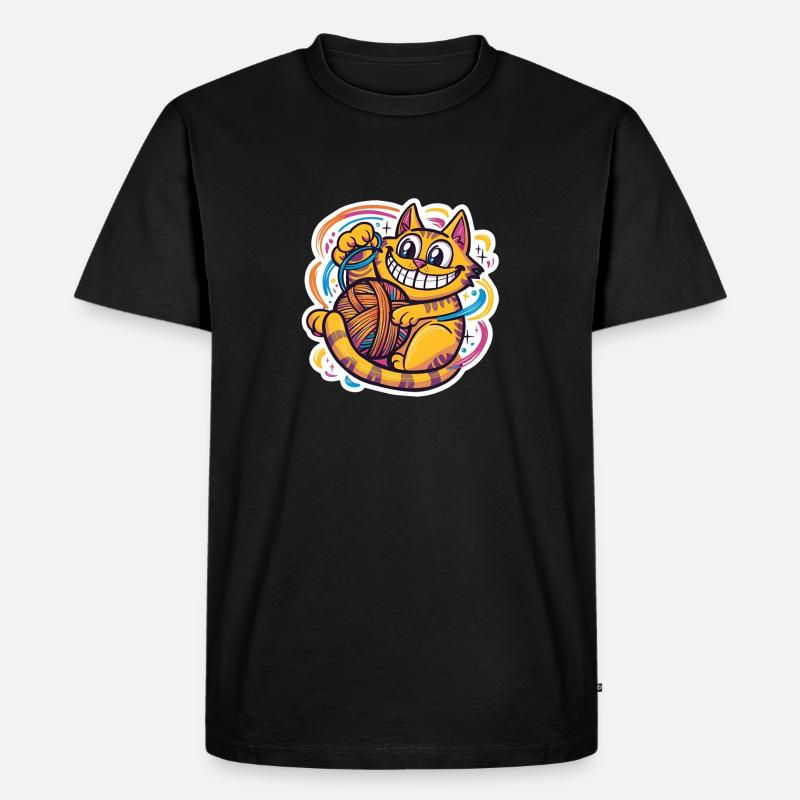 Fröhliche Katze und Spaß - Männer Premium Bio T-Shirt - Schwarz