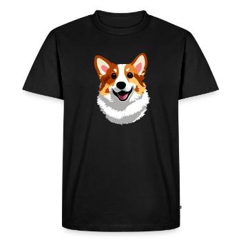 Mignon corgi heureux - T-shirt Premium bio Homme - noir - Devant - Nico (187cm)