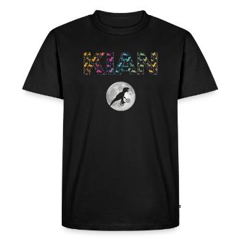KIAN - Beautiful boy name with dinosaur - Men's Premium Organic T-Shirt - black - Front - Nico (187cm)