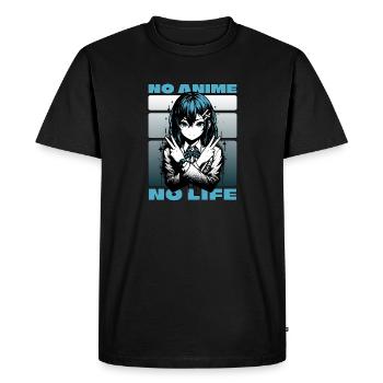 Anime Manga Fille // PAS D’ANIME - PAS DE VIE // AS002 - T-shirt Premium bio Homme - noir - Devant - Nico (187cm)