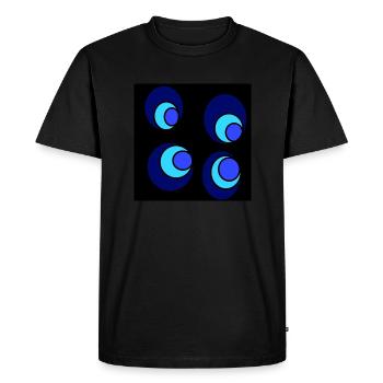 Cercles sur cercles bleus et bleu clair - T-shirt Premium bio Homme - noir - Devant - Nico (187cm)