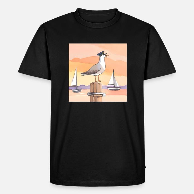 möwe 1 - Männer Premium Bio T-Shirt - Schwarz