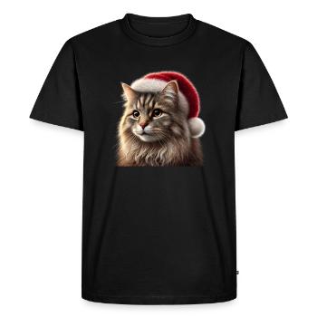 Chat de Noël - T-shirt Premium bio Homme - noir - Devant - Nico (187cm)