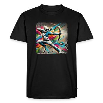 Rue Ar(t)chery - T-shirt Premium bio Homme - noir - Devant - Nico (187cm)