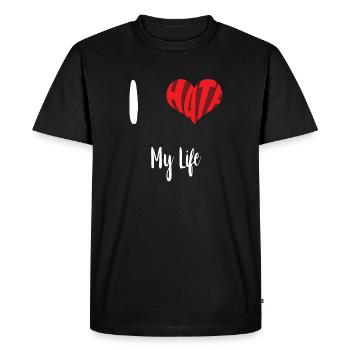 Hate Life Stop Hate Anti Hate - Men's Premium Organic T-Shirt - black - Front - Nico (187cm)