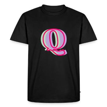 Multi-coloured letter q - Men's Premium Organic T-Shirt - black - Front - Nico (187cm)