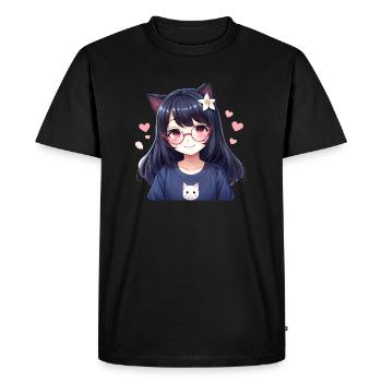 Cat Girl Kawaii: Adorable Cat Girl - Men's Premium Organic T-Shirt - black - Front - Nico (187cm)