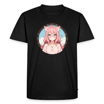 Cat Girl Kawaii: Adorable Cat Girl - Men's Premium Organic T-Shirt - black - Front - Nico (187cm)