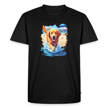 Chien sur la plage - T-shirt Premium bio Homme - noir - Devant - Nico (187cm)