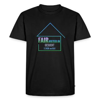 Locataire équitable recherché - T-shirt Premium bio Homme - noir - Devant - Nico (187cm)