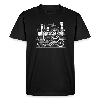 Plan du moteur de la machine à vapeur - T-shirt Premium bio Homme - noir - Devant - Nico (187cm)