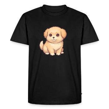 Mignon chiot en style dessin - T-shirt Premium bio Homme - noir - Devant - Nico (187cm)