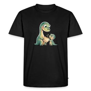 Dinosaures avec bébés dinosaures - T-shirt Premium bio Homme - noir - Devant - Nico (187cm)