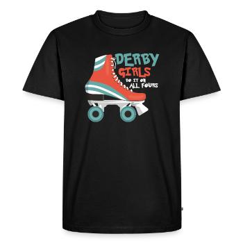 Derby Girls Do It On All Fours Skating Roller Derb - Men's Premium Organic T-Shirt - black - Front - Nico (187cm)