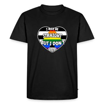 Je suis peut-être hétéro mais je ne déteste pas - T-shirt Premium bio Homme - noir - Devant - Nico (187cm)