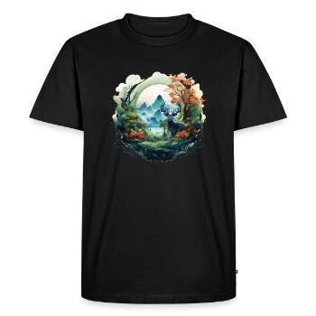 Cercle de la forêt - T-shirt Premium bio Homme - noir - Devant - Nico (187cm)