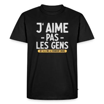 J’aime pas les gens T-shirt drôle français - T-shirt Premium bio Homme - noir - Devant - Nico (187cm)