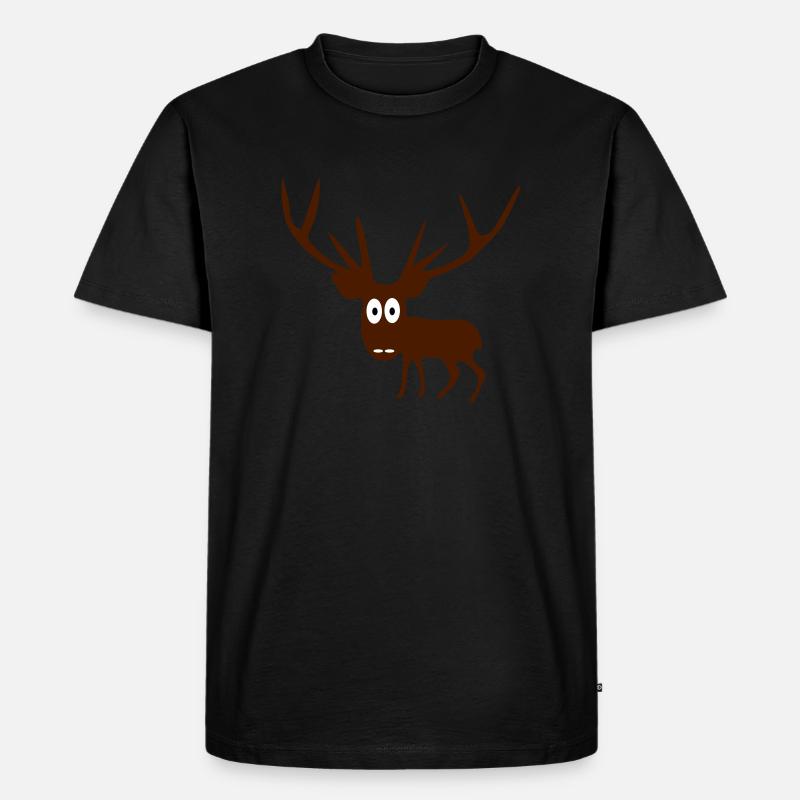 Hirsch - Männer Premium Bio T-Shirt - Schwarz
