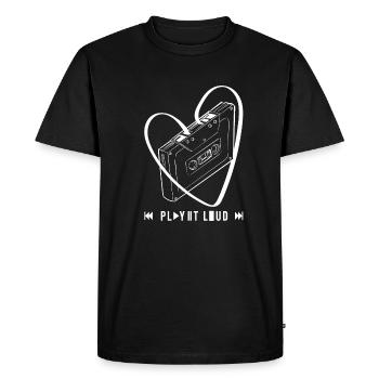 Cassette coeur boutons cadeau lecteur de musique - T-shirt Premium bio Homme - noir - Devant - Nico (187cm)