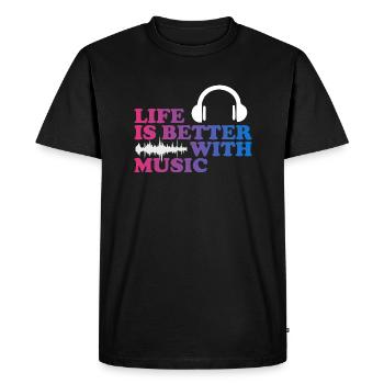 Music helps - Men's Premium Organic T-Shirt - black - Front - Nico (187cm)