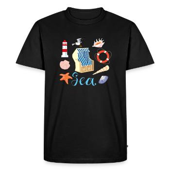 Ahoi Maritim Style, chaise de plage, tour d'éclairage, étoile de mer - T-shirt Premium bio Homme - noir - Devant - Nico (187cm)