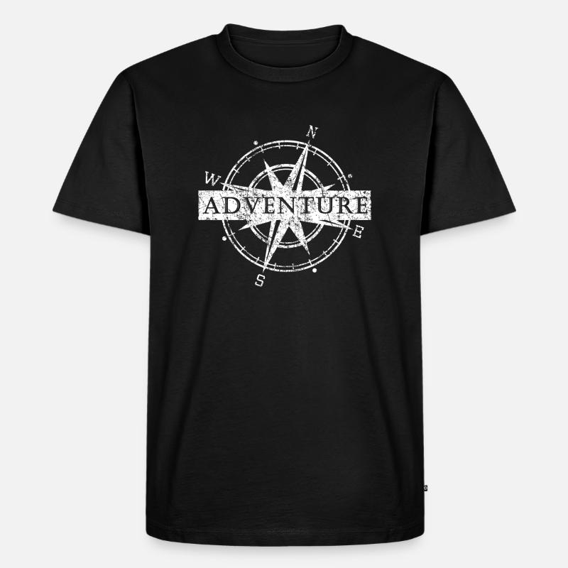 Kompass Outdoor Abenteuer - Männer Premium Bio T-Shirt - Schwarz