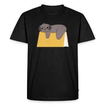 Sloth with book cute - Men's Premium Organic T-Shirt - black - Front - Nico (187cm)