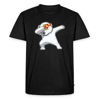 dab dabbing polar bear pizza fun gift bear polar - Men's Premium Organic T-Shirt - black - Front - Nico (187cm)