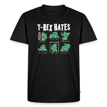 Drôle T Rex déteste la boxe, Push UP, Pull ups - T-shirt Premium bio Homme - noir - Devant - Nico (187cm)