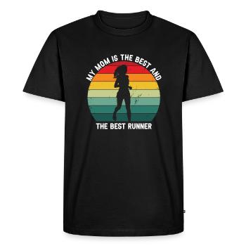 My MOM Is The Best & The Best Runner Retro Cool - Men's Premium Organic T-Shirt - black - Front - Nico (187cm)