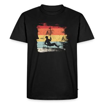 Rétro descente en rappel escalade canyoning grimpeurs - T-shirt Premium bio Homme - noir - Devant - Nico (187cm)