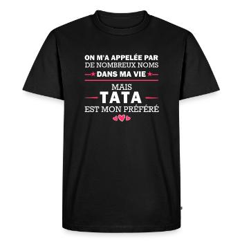 humour tata / super tata - T-shirt Premium bio Homme - noir - Devant - Nico (187cm)