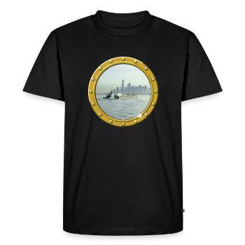 New York-Upper Bay - Men's Premium Organic T-Shirt - black - Front - Nico (187cm)