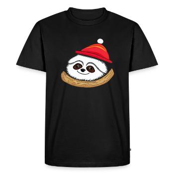 Paresseux Noël mignon drôle paresseux animal 10 - T-shirt Premium bio Homme - noir - Devant - Nico (187cm)