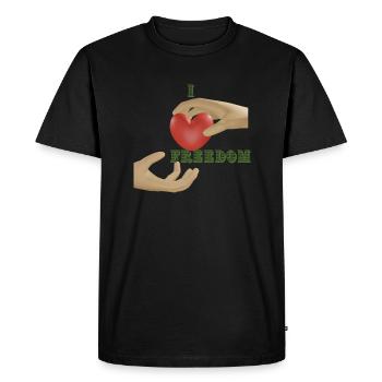 J’aime la liberté - T-shirt Premium bio Homme - noir - Devant - Nico (187cm)