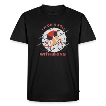 Je suis sur une lancée avec le vélo! Rétro Vélo - T-shirt Premium bio Homme - noir - Devant - Nico (187cm)