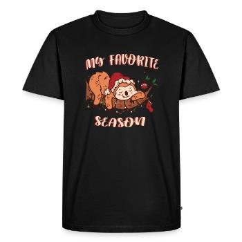 Ma saison préférée Noël Paresseux Noël - T-shirt Premium bio Homme - noir - Devant - Nico (187cm)