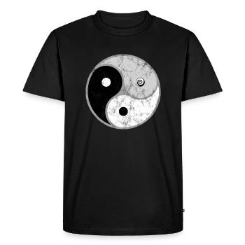 Triple Yin Yang, Gankyil, Tao, Bouddhisme Zen - T-shirt Premium bio Homme - noir - Devant - Nico (187cm)