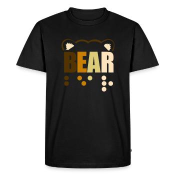 Ours gay en braille - T-shirt Premium bio Homme - noir - Devant - Nico (187cm)