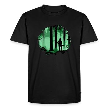 Forester in the forest (green, pattern) - Men's Premium Organic T-Shirt - black - Front - Nico (187cm)