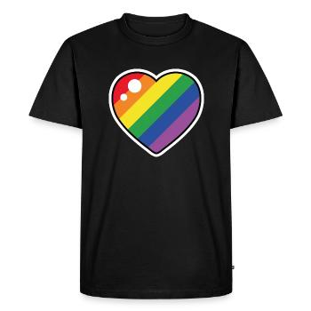 Heart (Pride Flag) - Men's Premium Organic T-Shirt - black - Front - Nico (187cm)