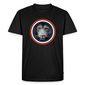 Cercles de lion rouge blanc bleu - T-shirt Premium bio Homme - noir - Devant - Nico (187cm)