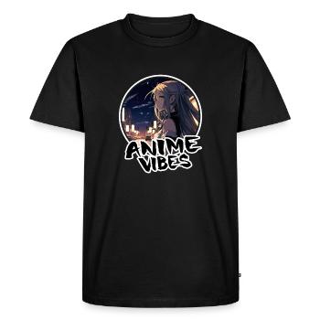 Jolie fille d’anime la nuit à Tokyo - chemise d’anime - T-shirt Premium bio Homme - noir - Devant - Nico (187cm)