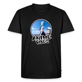 Écolière d’anime sur le toit - Chemise d’anime - T-shirt Premium bio Homme - noir - Devant - Nico (187cm)